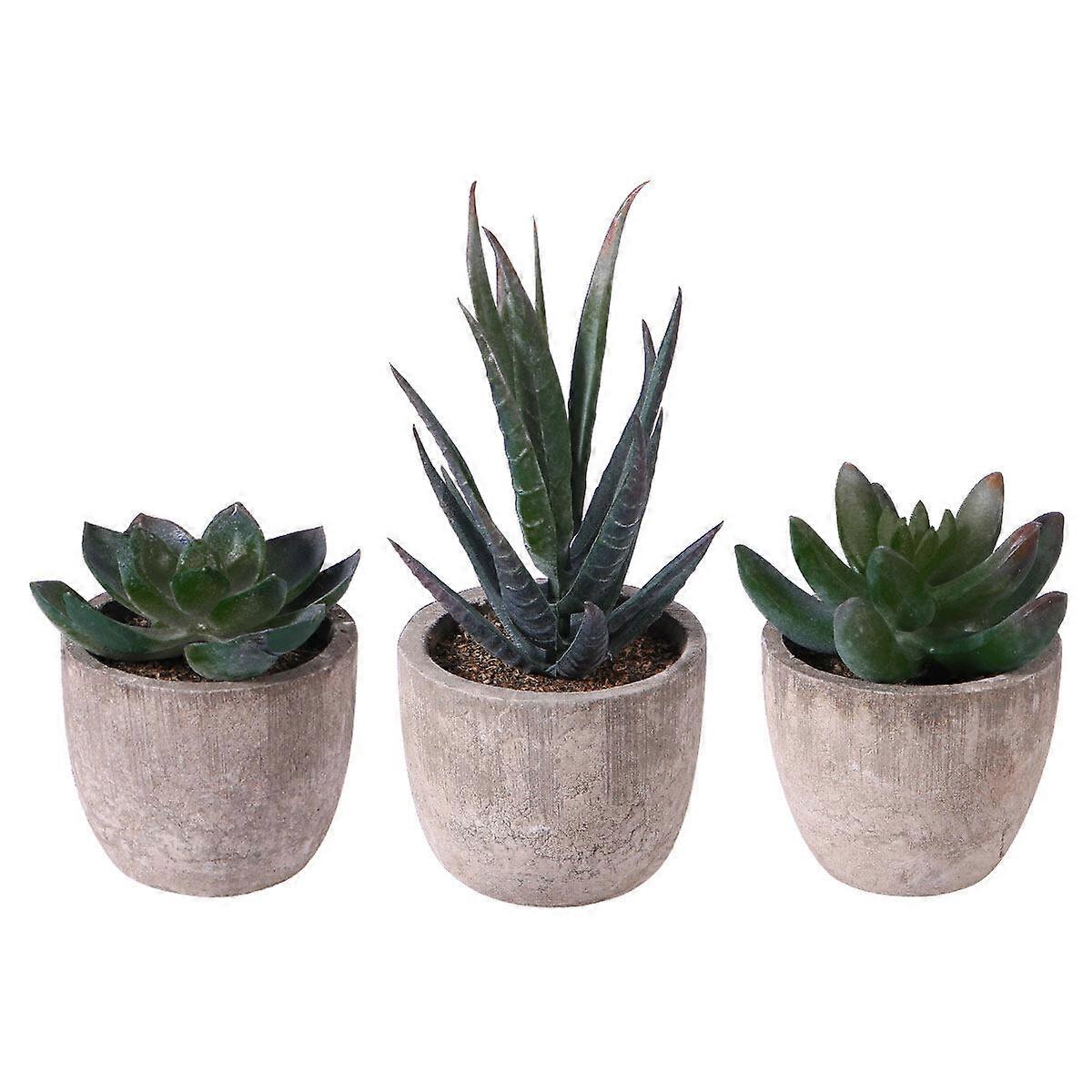 OUNONA 3pcs Decorative Faux Succulent Artificial Succulent Fake Simulation Plants with Pots