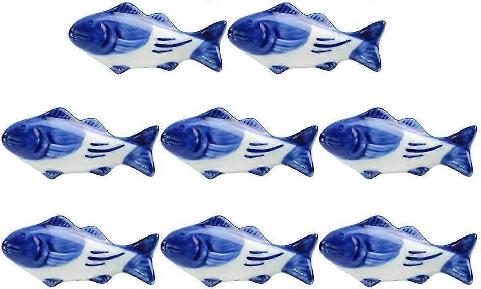 Chopstick Rest, 8 Pieces Creative Cute Fish Shaped Chopstick Rest Ceramic Chopstick Fork and Spoon K