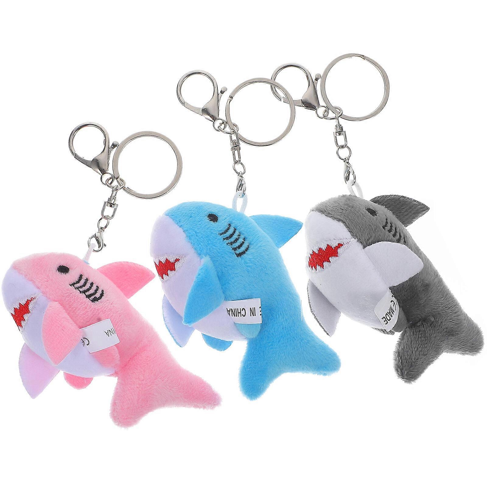 3pcs Stuffed Animal Keychain Soft Shark Plush Hanging Pendant Shark Stuffed Shark Plush Keychain