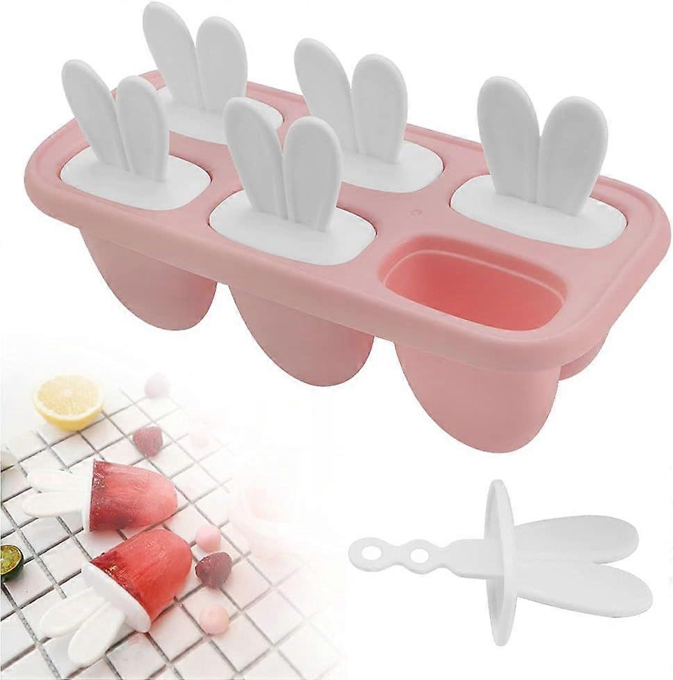 Mini Rabbit Ice Cream Molds - Reusable Popsicle Molds (Pink)