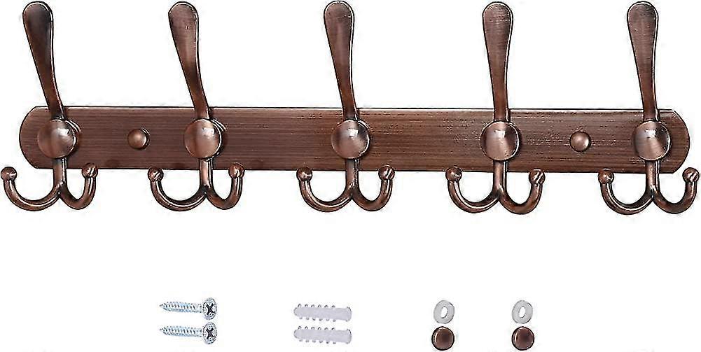 Wall Mounted Coat Rack - 5 Tri Hooks, Heavy Duty, Stainless