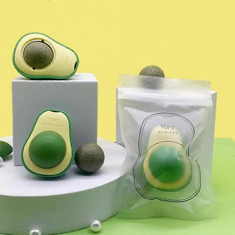 New Rotatable Mint Ball Creative Avocado Catnip Ball Cat Grind Teeth Self-Hey Toy Edible Licking Toys Catnip Cat Balls Toys - gall fruit