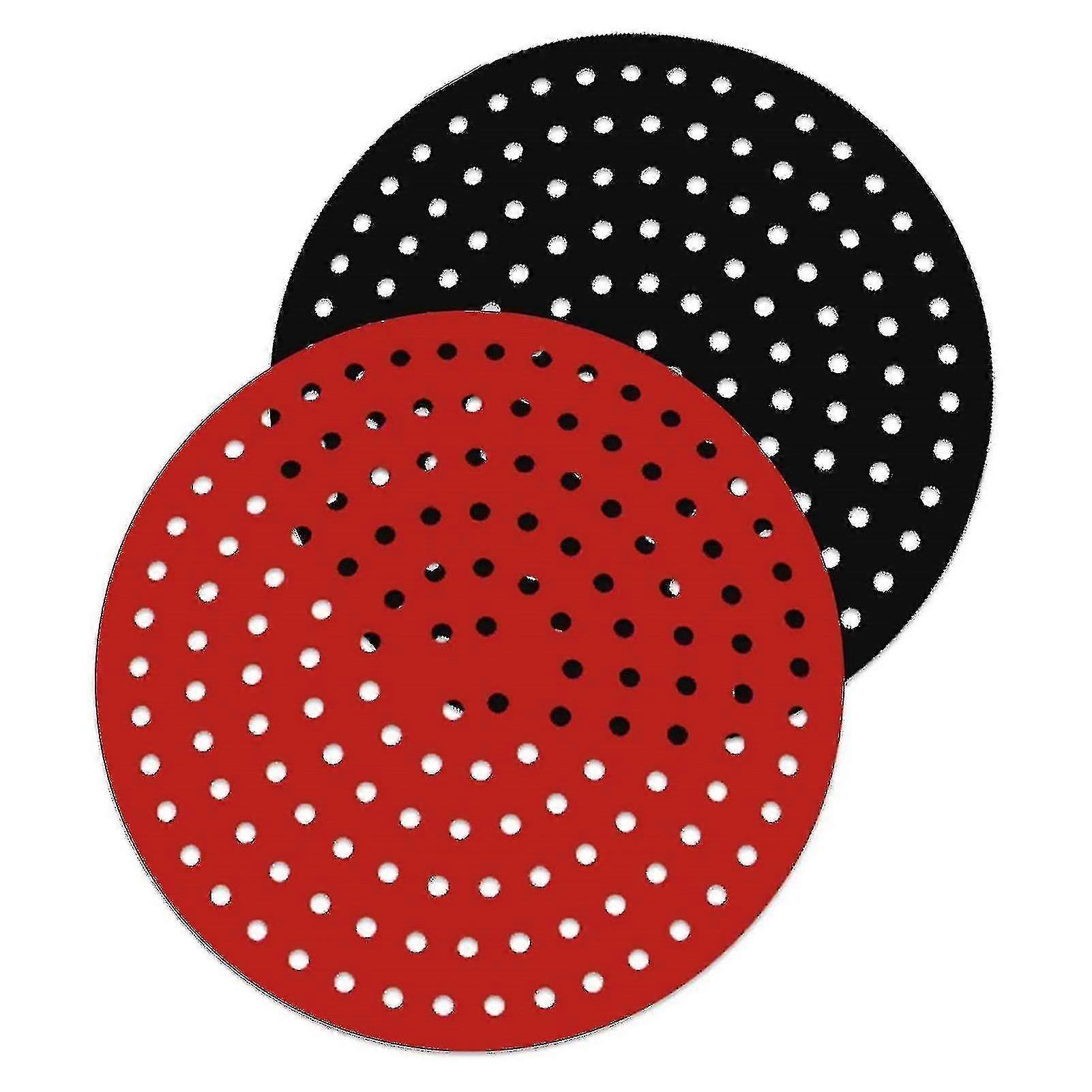 2pcs Steamer Liner Non-stick Perforated Design Round Silicone Fry Pan Baking Mat For Kitchen