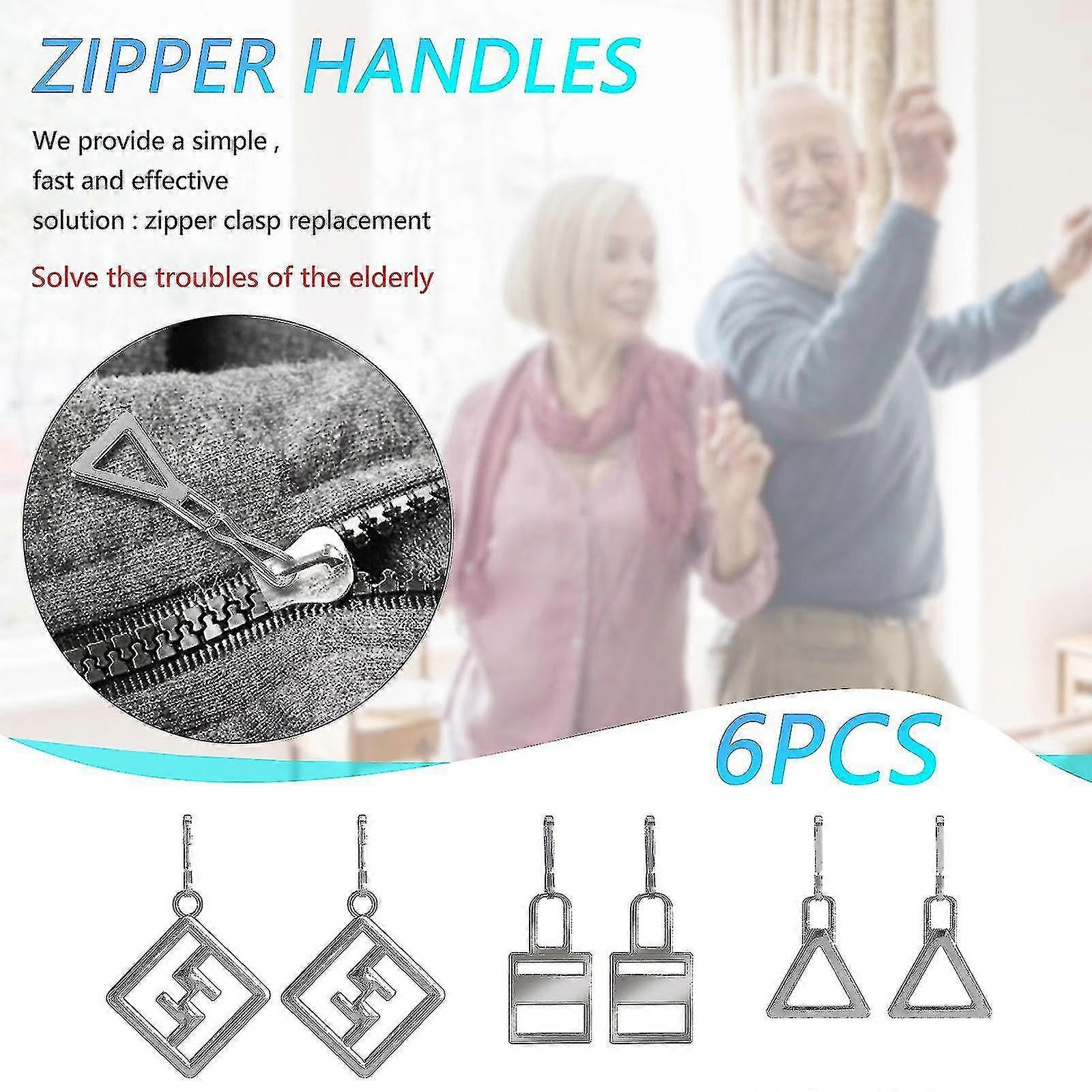 6 Pieces Zipper Pull Tab Replacement Zipper Metal Puller Slider Zipper Extender