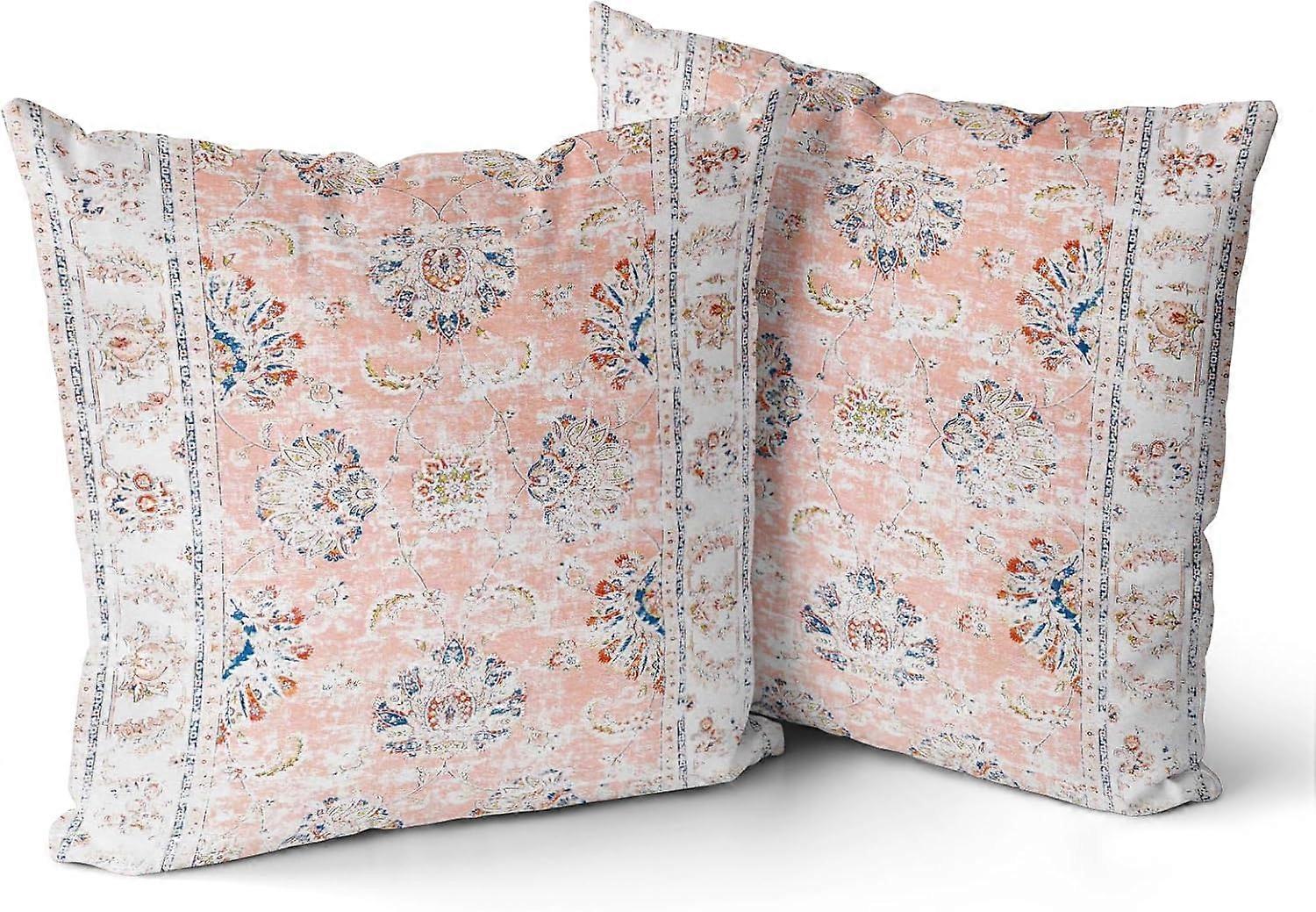 Boho Throw Pillow Covers 18x18 inch Set of 2 Monaco Rug Persian Carpet Double Sided Pattern Short Plush Cotton Soft Pillow Case Cushion Cover Pillowca