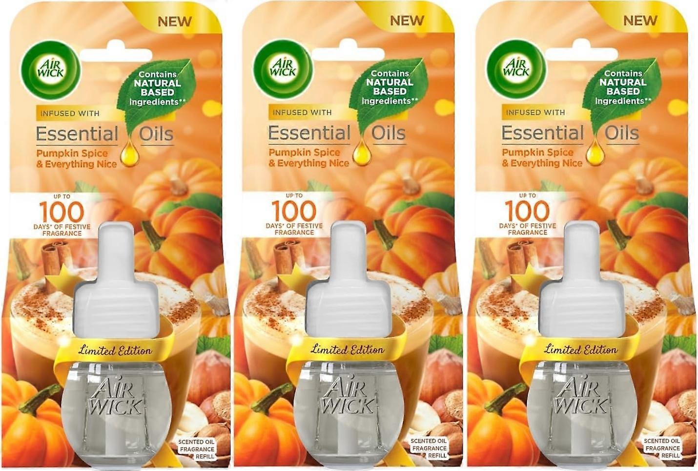 3 x Air Wick Plug in Oljepåfyllning - Pumpkin Spice & Everything Nice