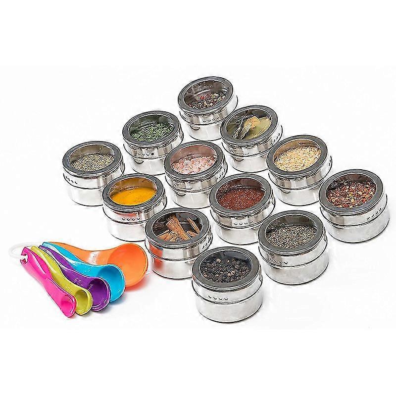 Stainless Steel Seasoning Jar Multifunctional Outdoor Portable Bbq Seasoning Jar 12 Pcs