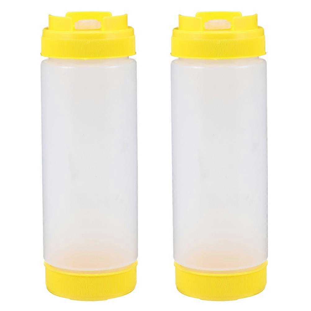 2Pcs Plastic Sauce Bottles Two-headed Squeeze Bottles Tomato Catchup Dispenser