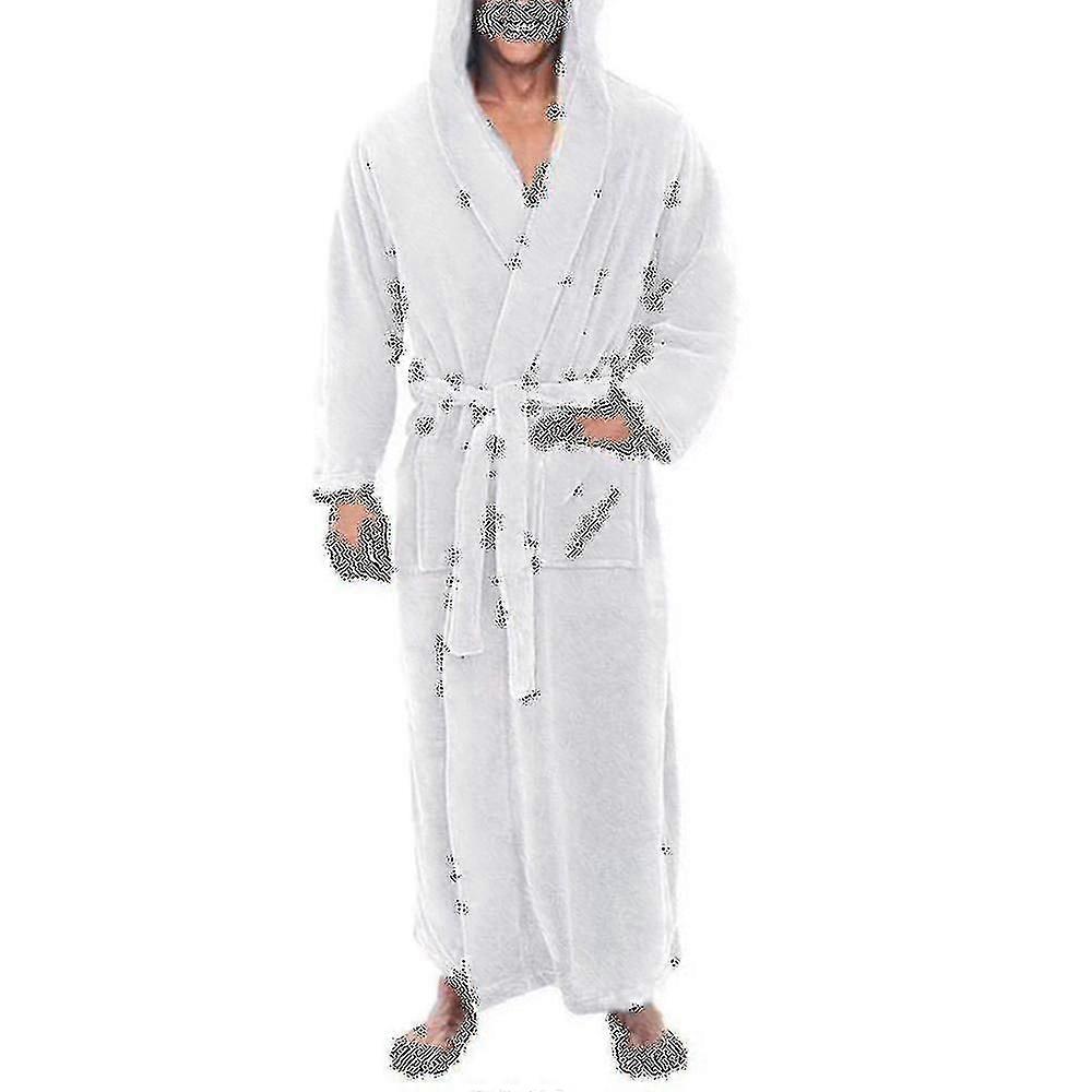 Mens Fleece Hooded Long Soft Bathrobe