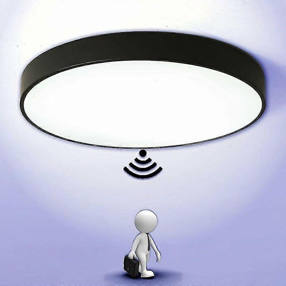 LED ceiling light with motion sensor for balcony, garage, entrance, hallway, easy installation, ceiling light 6000K cold white, round 30CM black