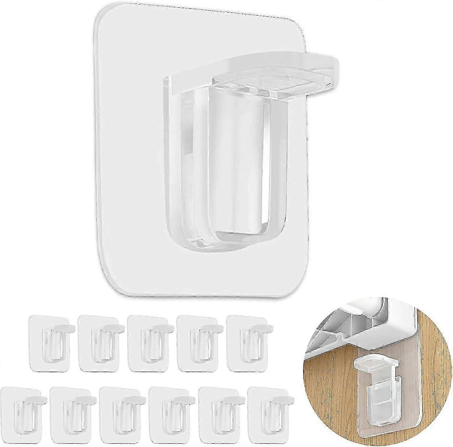 12PC Closet Cabinet Shelf Adhesive Support Bracket,Plastic Adhesive Pegs Hanger