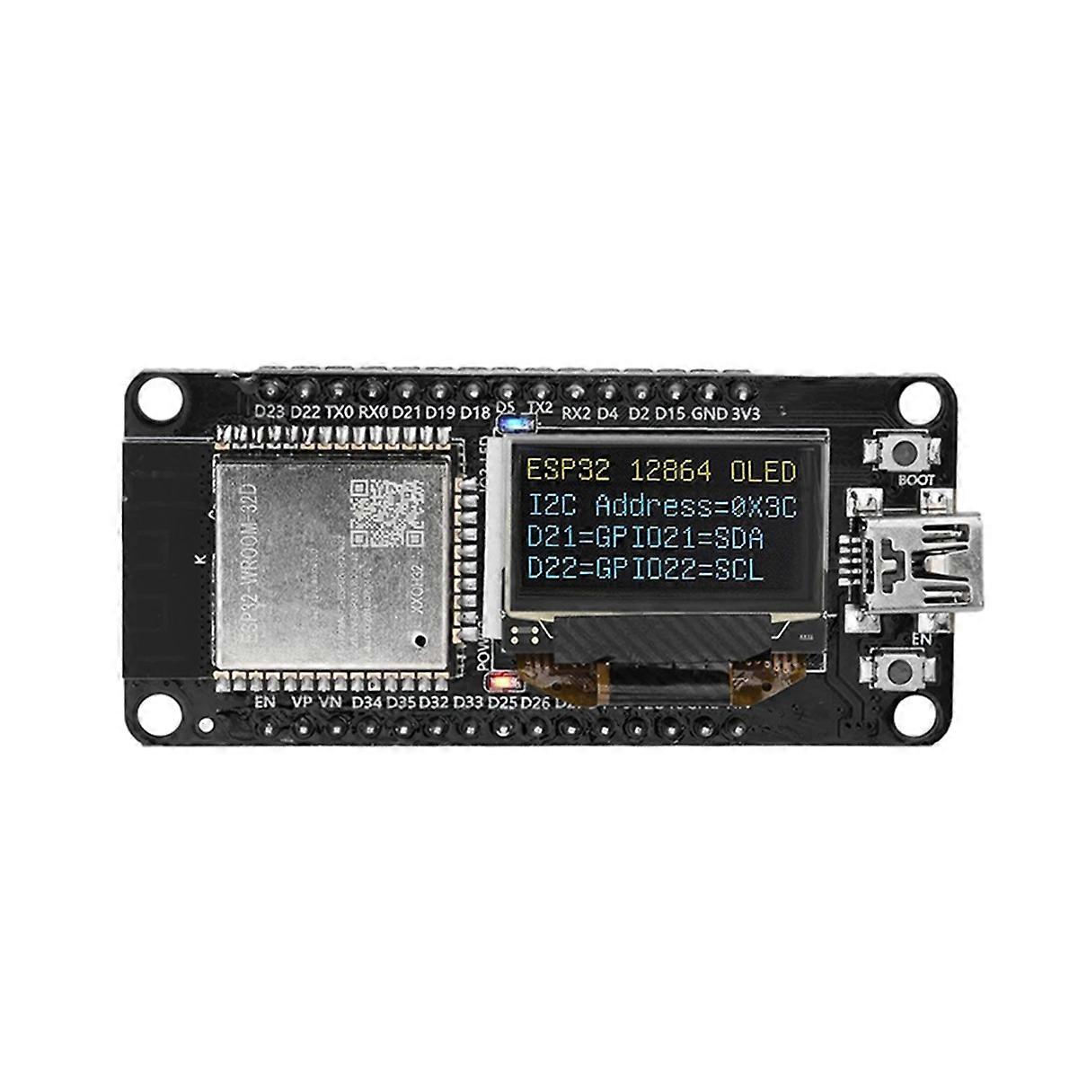ESP32 ESP-WROOM-32D WIFI Bluetooth Development Board CH340 with 0.96 OLED Screen Yellow Blue Displa