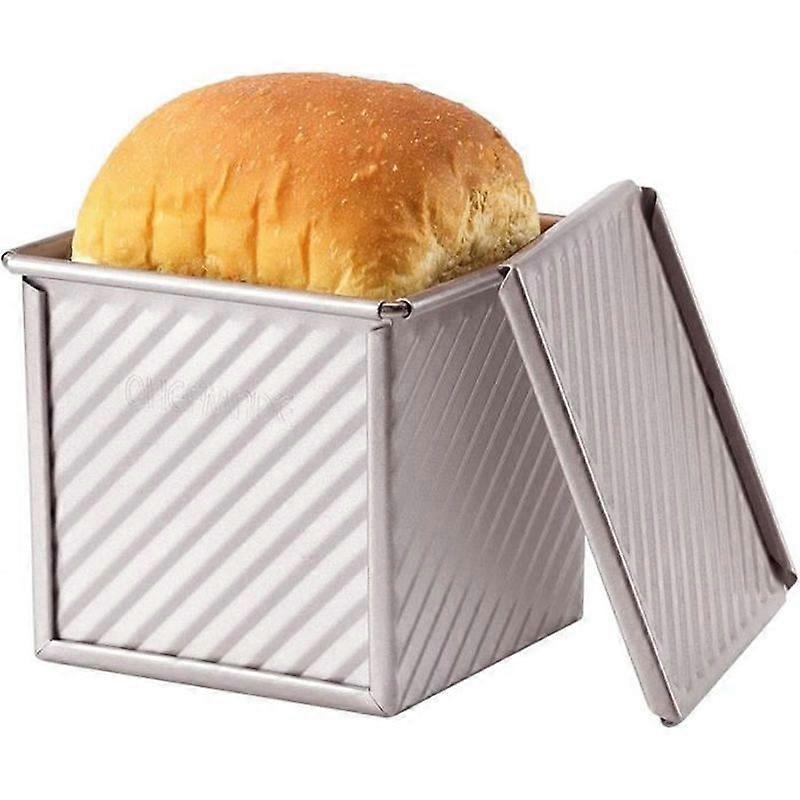 OEMG Thick Steel Non-Stick Bread Pan with Lid - 200g Dough Capacity - 11x11x10cm