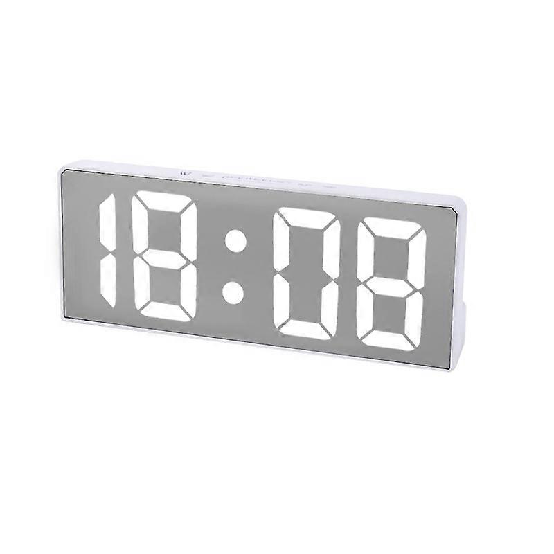 White Mirror Alarm Clock with USB Charging Port