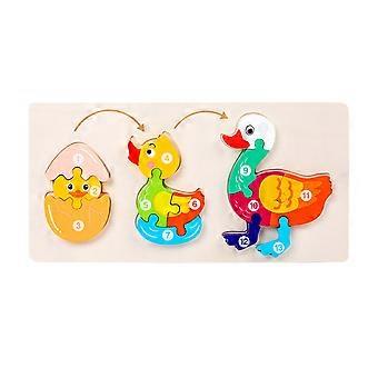 Wood Animal Puzzle Cartoon 3D Puzzle for Kids Educational Animal Evolution Growth Board Game Learning Toy for Toddler