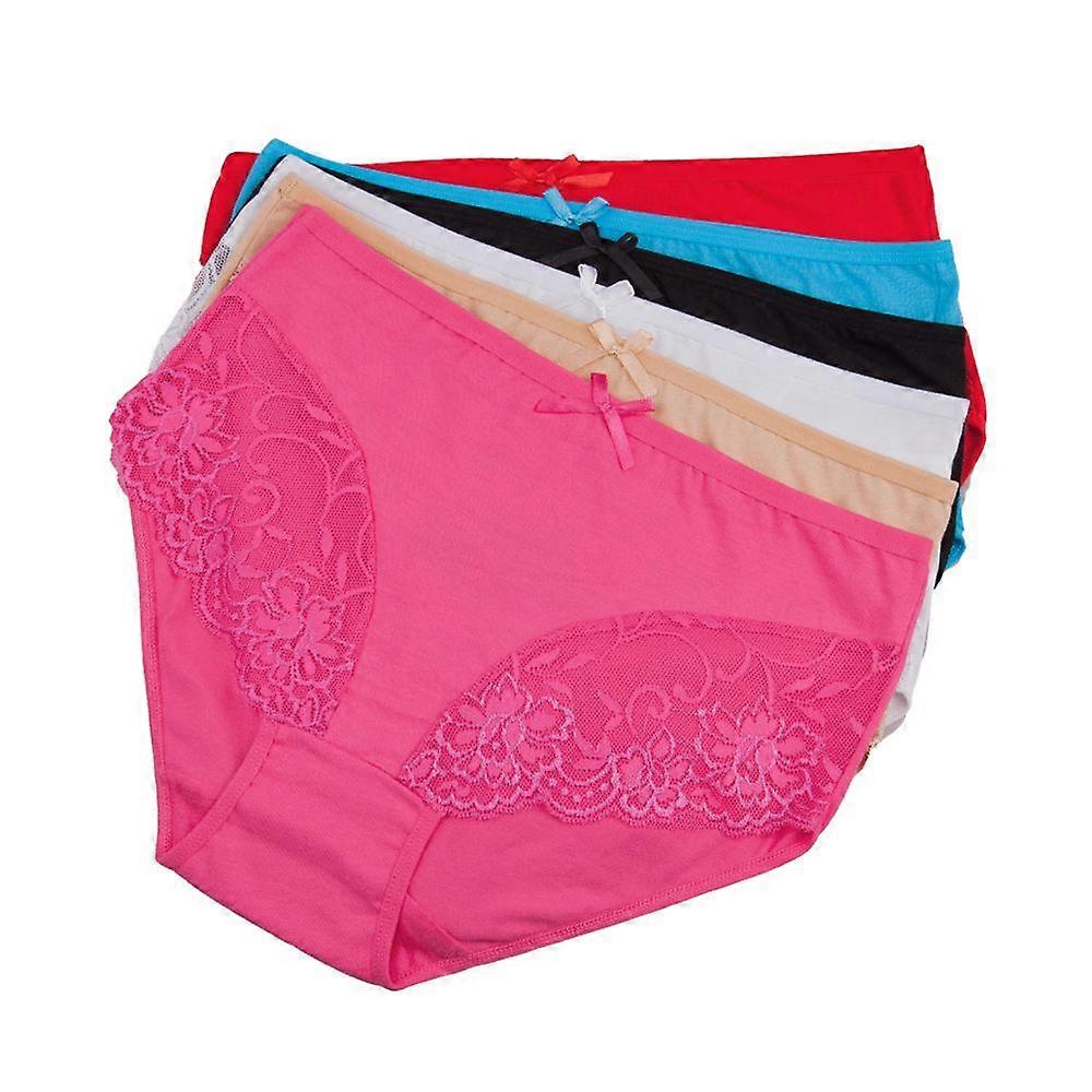 Plus size pamut női bugyi Szexi csipkés átlátszó alsónemű Közepes derekú alsó 2XL-4XL 6 db/szett