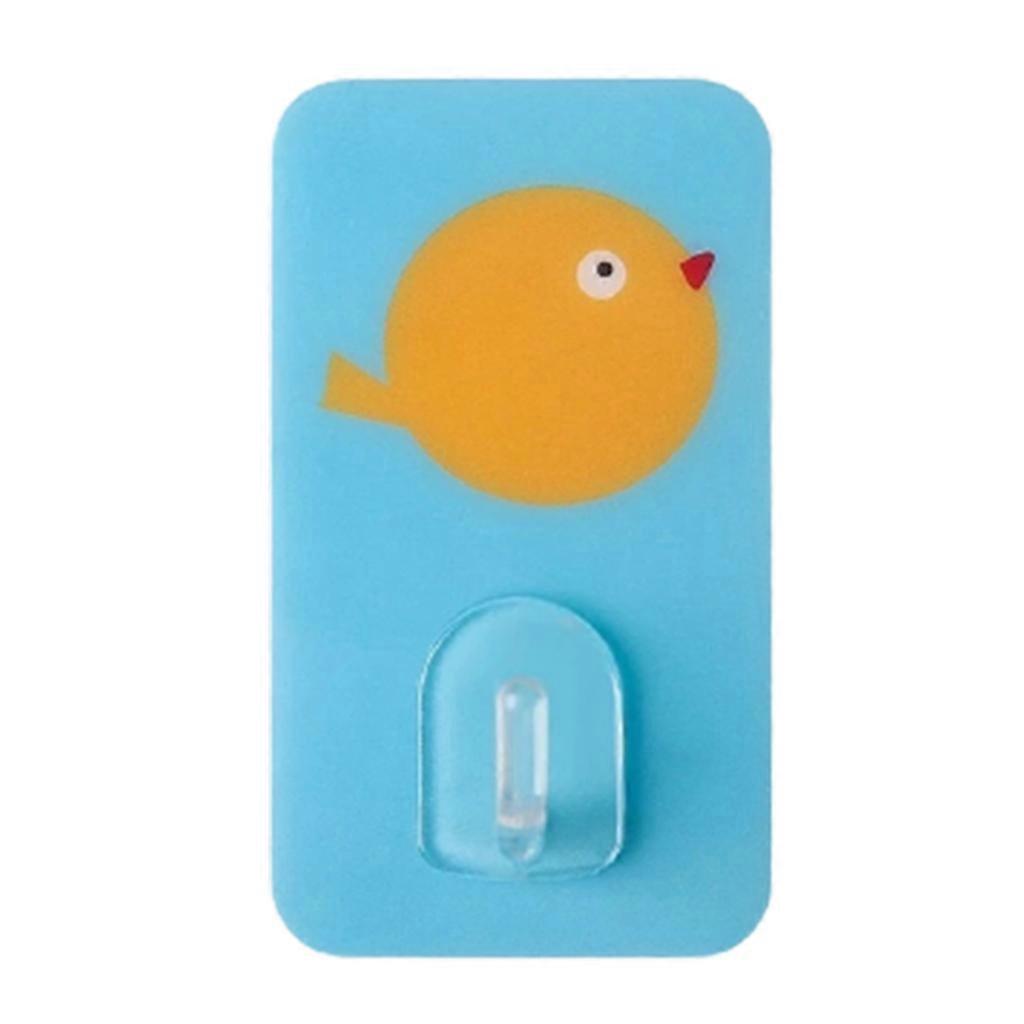 Itseliimautuva seinäripustuskoukku söpö sarjakuvahattu pyyhevyön säilytyspidike hylly kodin makuuhuoneen asuntolatelineen pidike vaaleansininen lintu