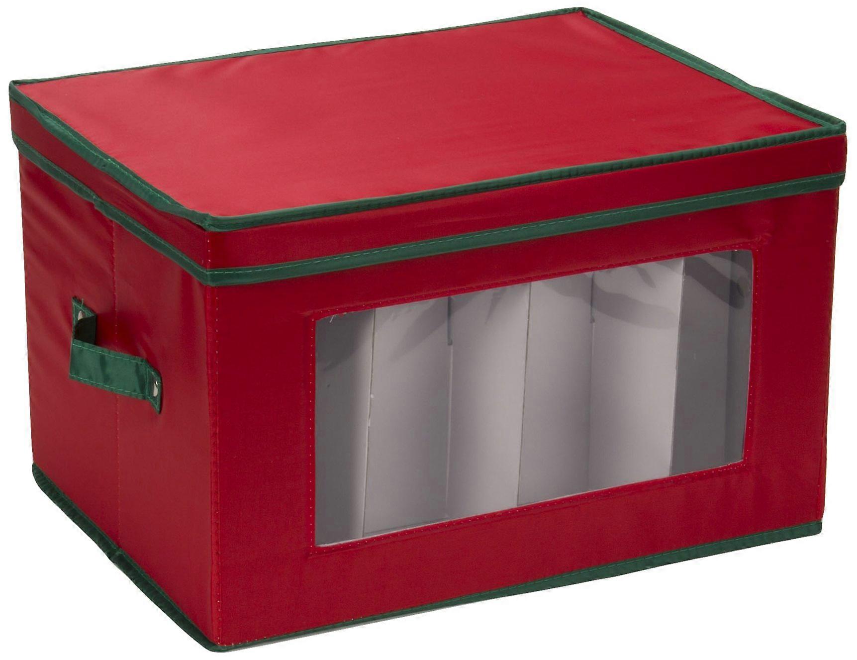 Holiday Storage Chest - Large Cocktail Glass Organizer with Handled Lid, Durable Material, Perfect for Home Bar Storage