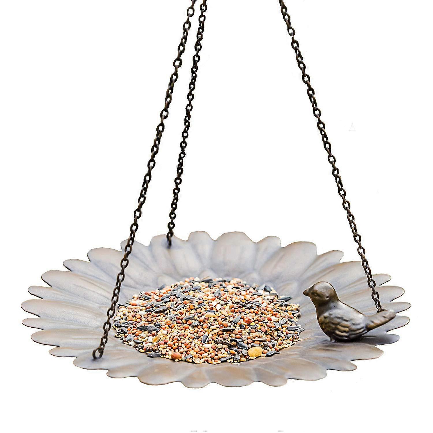 Metal Hanging Bird Feeder Tray - Durable Outdoor Garden Decoration for Attracting Wild Birds, 12-Inch Steel Design
