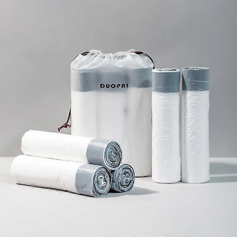 10 rolls of portable white garbage bag thickened drawstring household classification automatic closing large kitchen dormitory plastic bag