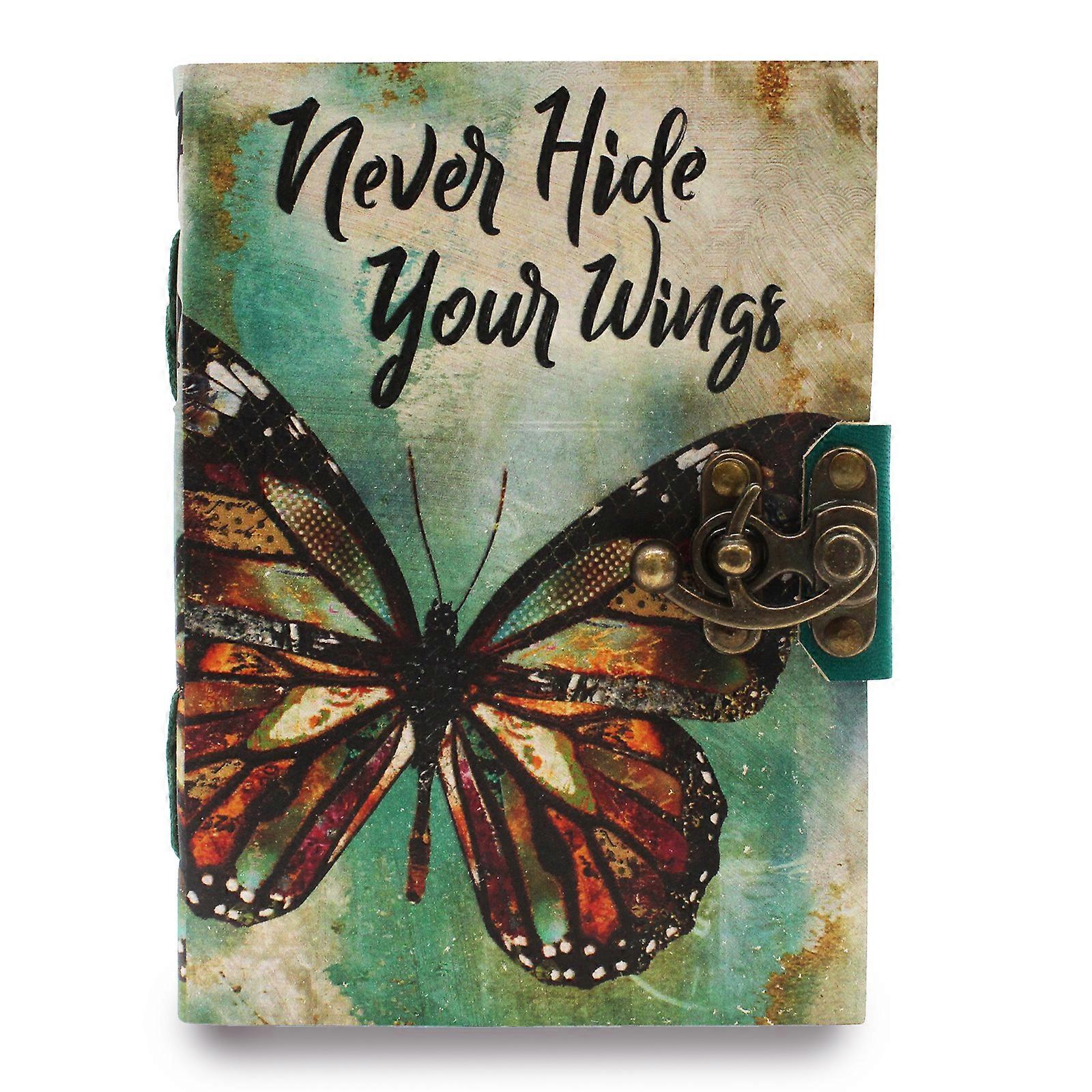 Leather Notebooks Diaries Leather ''Never Hide Your Wings'' Deckle-edge Notebook (7x5'')
