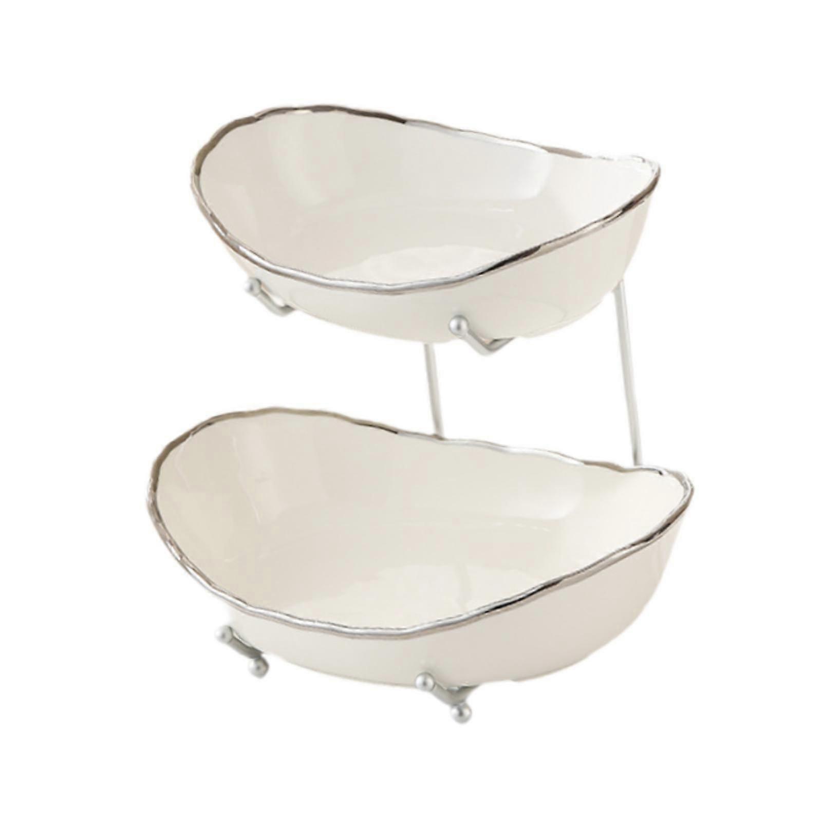 Fruit Bowl for Kitchen Counter Fruit Display Stand for Candy Dessert Kitchen Argent 2 Layer