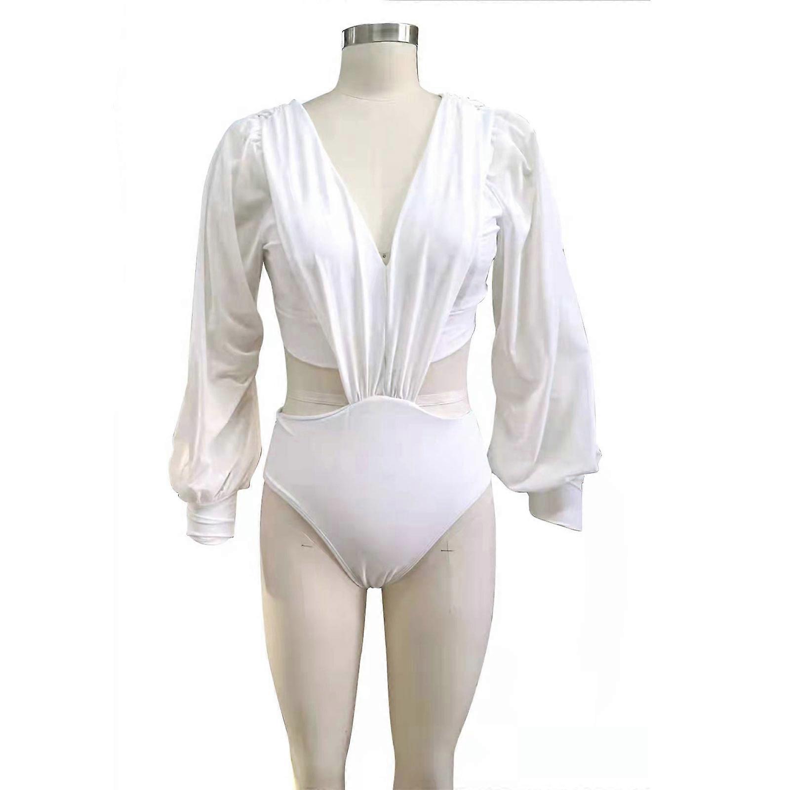 Maillot de bain conservateur Femmes Imprimé Maillot de bain à manches longues Maillots de bain Maillots de bain Maillots de bain Maillots de bain Femmes Filles Blanc XL