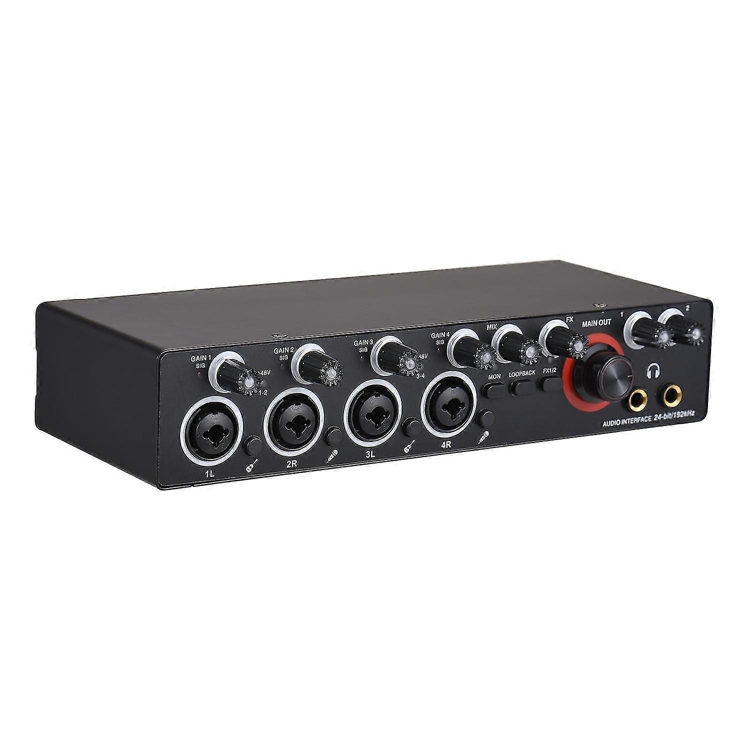 4 Channels Audio Interface Recording Sound Card with Driver Free Audio Interface 4-in 4-out USB Soun