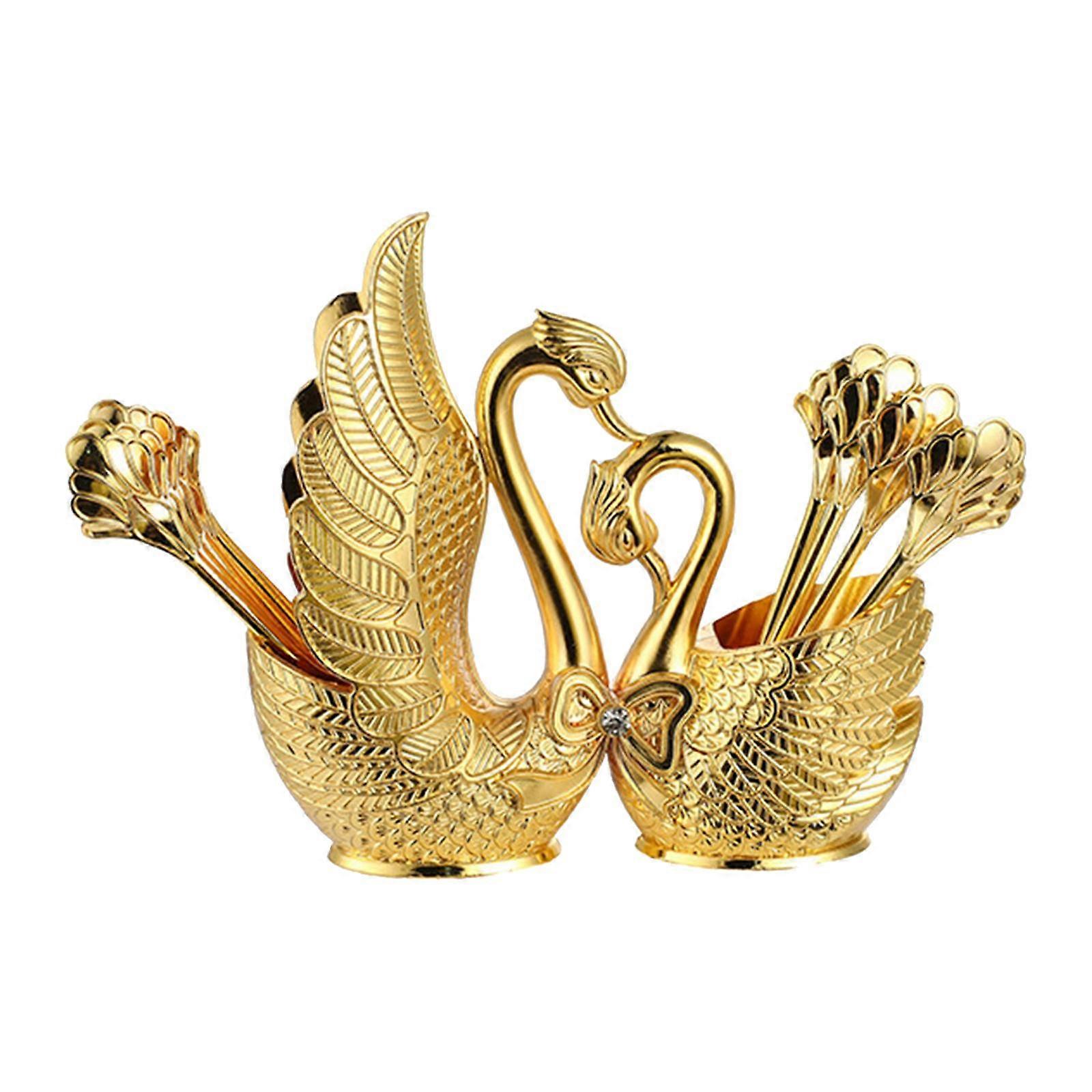 Swan Base Holder with 6 Forks and 3 Spoons