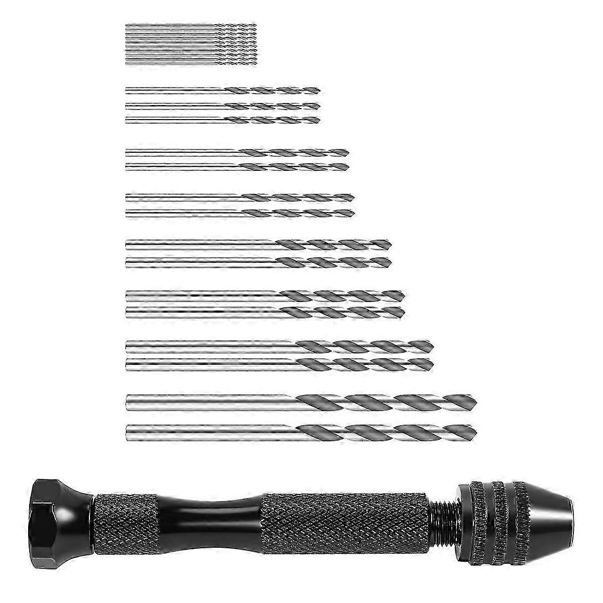 Hand Twist Drill Bits Set,DIY Precision Pin Vise Model Mini Hand Spiral Drill with 25pcs 0.3mm to 3.0mm Micro Drill Bits (Black) DS