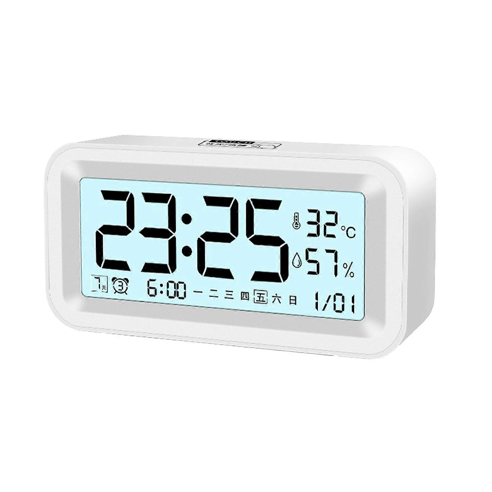 Digital Desktop Clock Multi Function Time Date Temperature Humidity Display Electronic Alarm Clock for Children Students