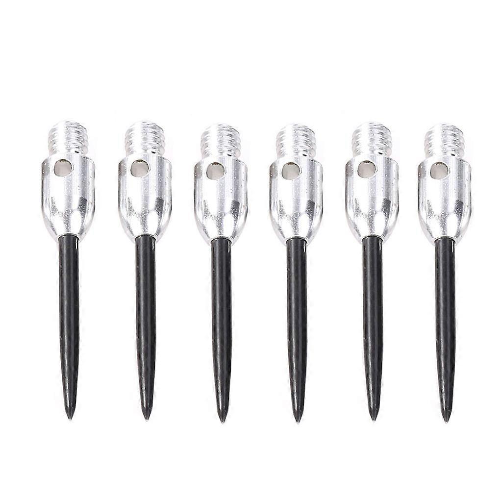 6Pcs/set Professional 2BA Thread Replaceable Dart Steel Tip 2BA Thread Darts Needle Accessories Suitable for Most Darts  Black+Silver