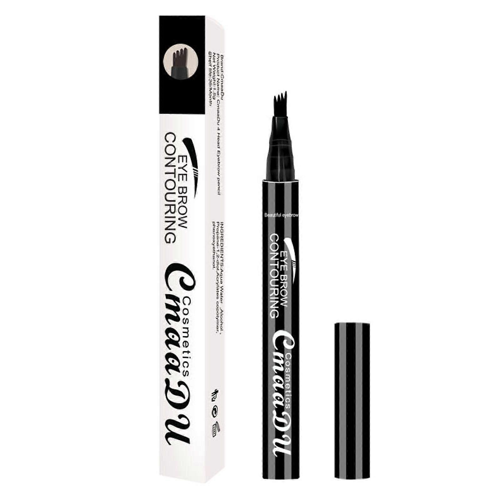Microblade Brow Pen,4-Tip Microblade Brow Pen Liquid Water Eyebrow Pencil 3D Simulation Color Rendering Natural Sweat Eyebrow Pencil Four Colors Gift