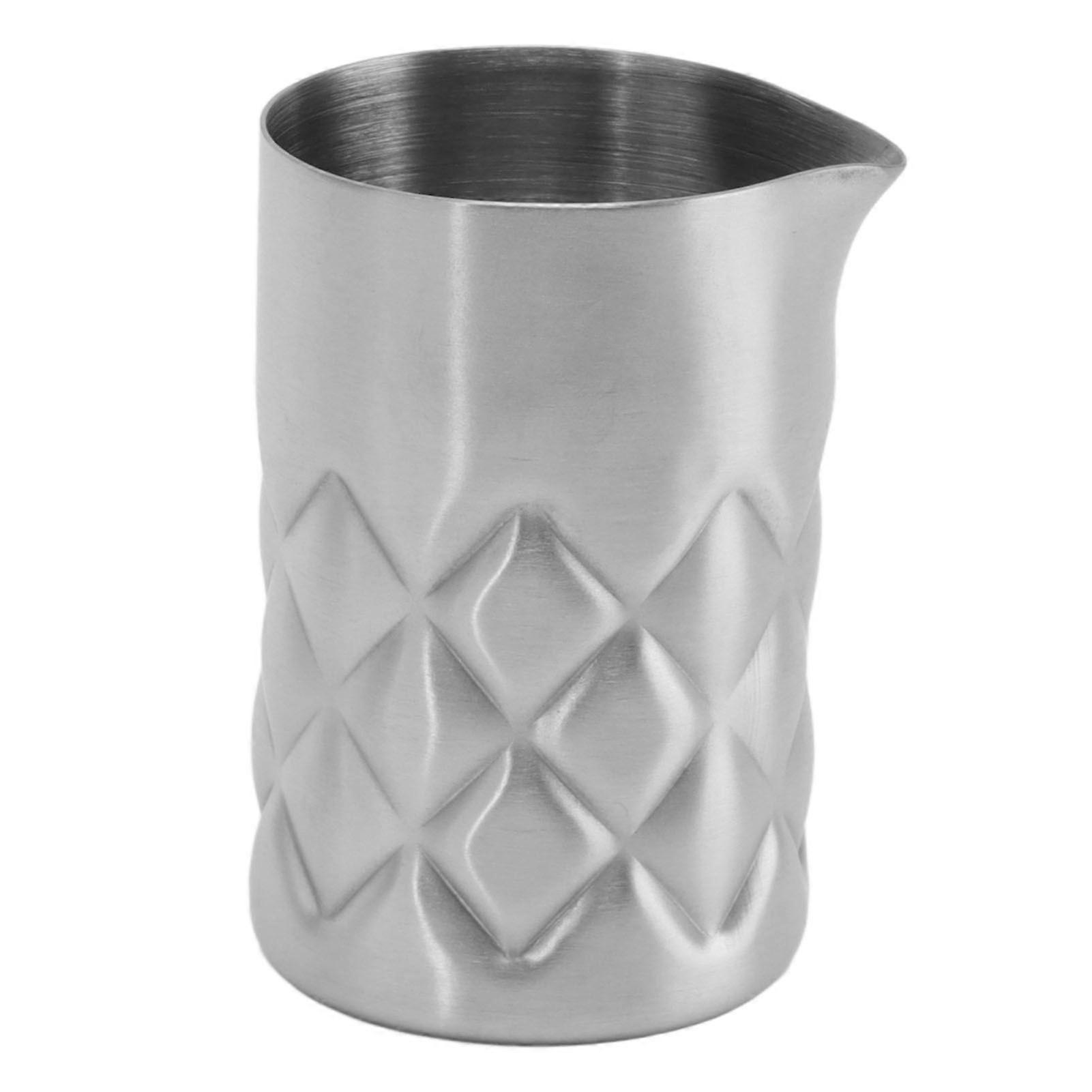 Cocktail Mixing Glass 304 Stainless Steel Grid Design with Outer Scale Bar Mixing Pitcher for Party Picnic