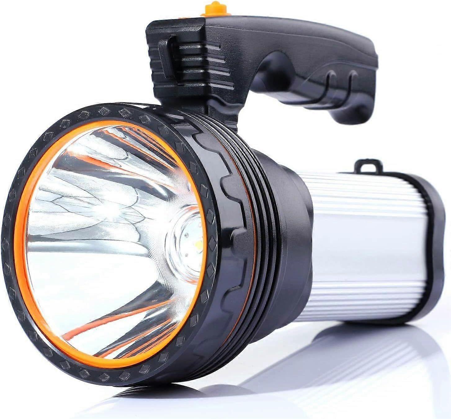Portable Handheld Spotlight - Waterproof Rechargeable LED Torch (Silver)