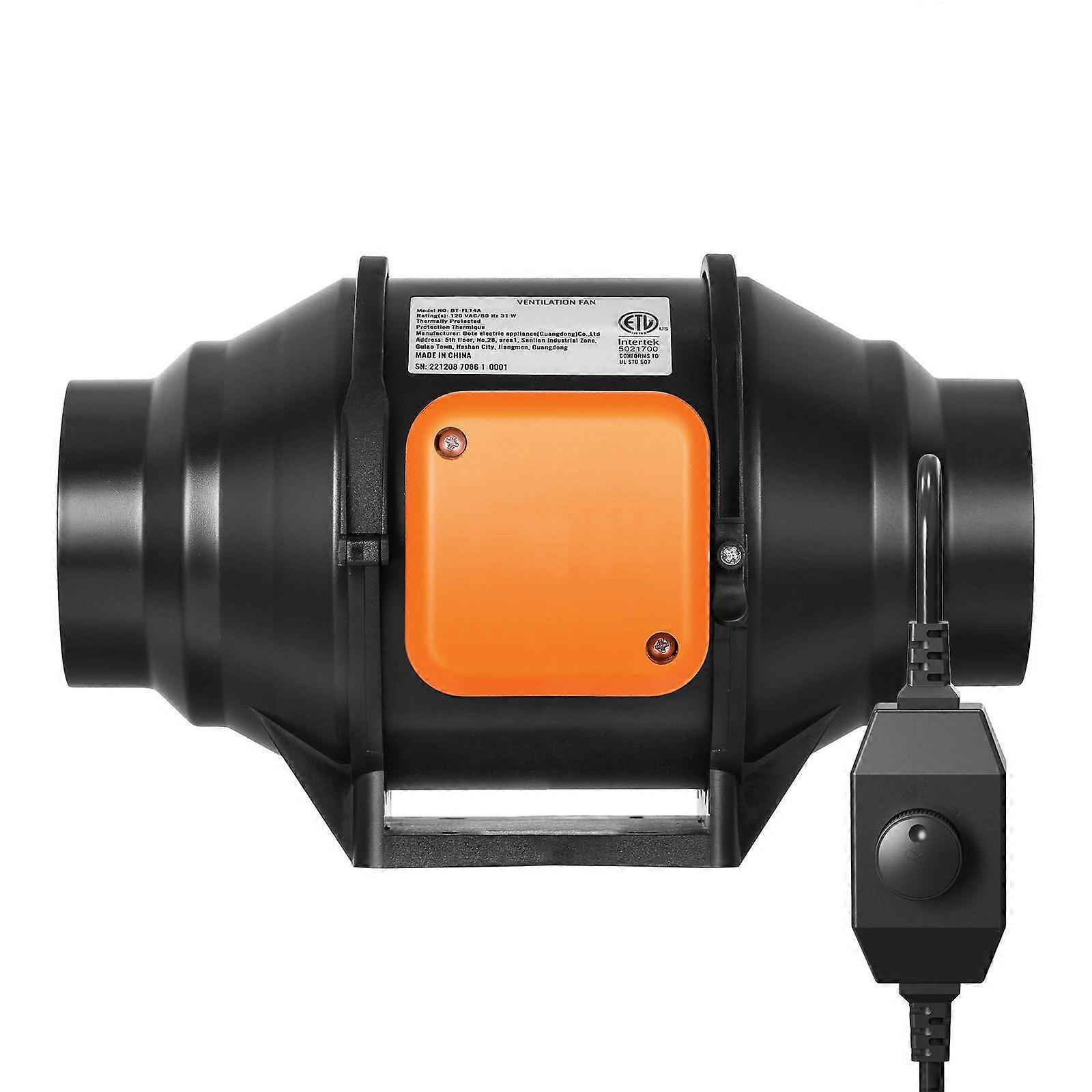 Inline potrubní ventilátor, 102 mm 129,7 CFM s regulátorem proměnných otáček, tichý odsávací ventilátor se střídavým motorem