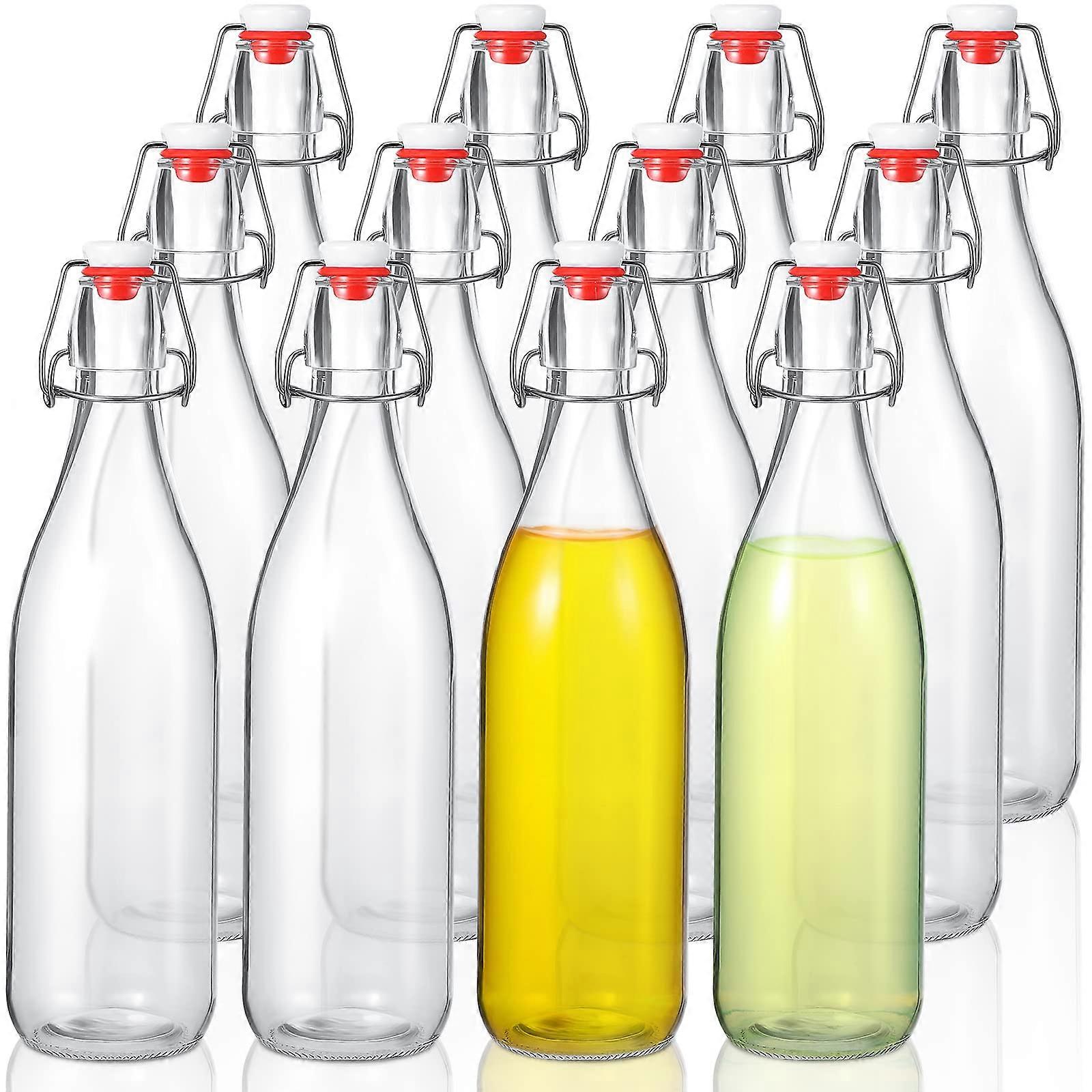 Flip Top Glass Bottles 25 oz Kombucha Bottles Red with Airtight Caps for Home Brewing Beer Soda Kefir 12 Pack