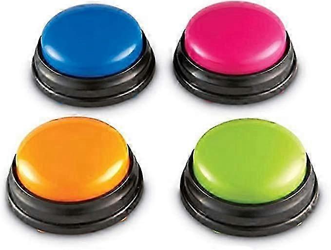 Resources Recordable Answer Buzzers Record Talking Button, Set of 4 Personalized Colored Button