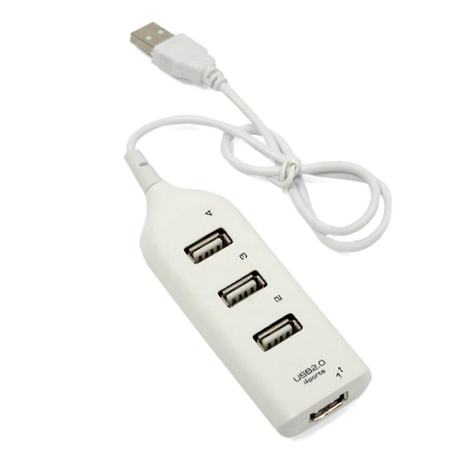 4 Port USB 2.0 Multi Hub Splitter Expansion Adapter for Desktop PC Laptop Mac, White Color, Compact Design