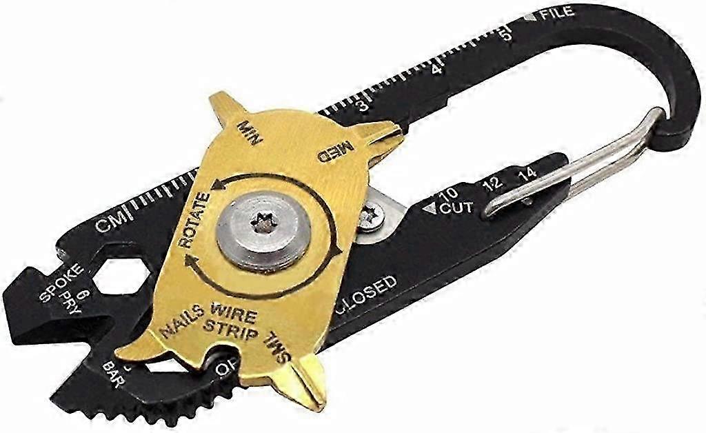 Black & Gold 20-in-1 Multifunction Tool Keychain