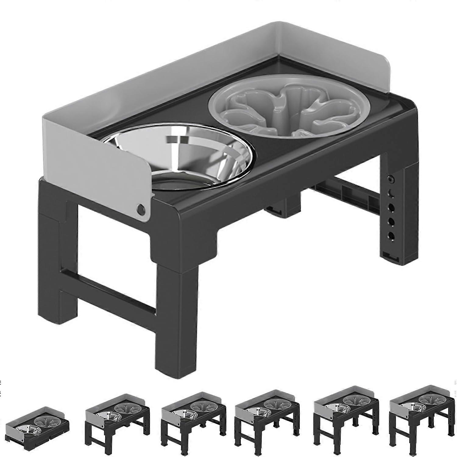 Petchat Elevated Dog Bowls, 6 Heights Adjustable Raised Dog Bowl 3.1″11.8″, with Slow Feeder