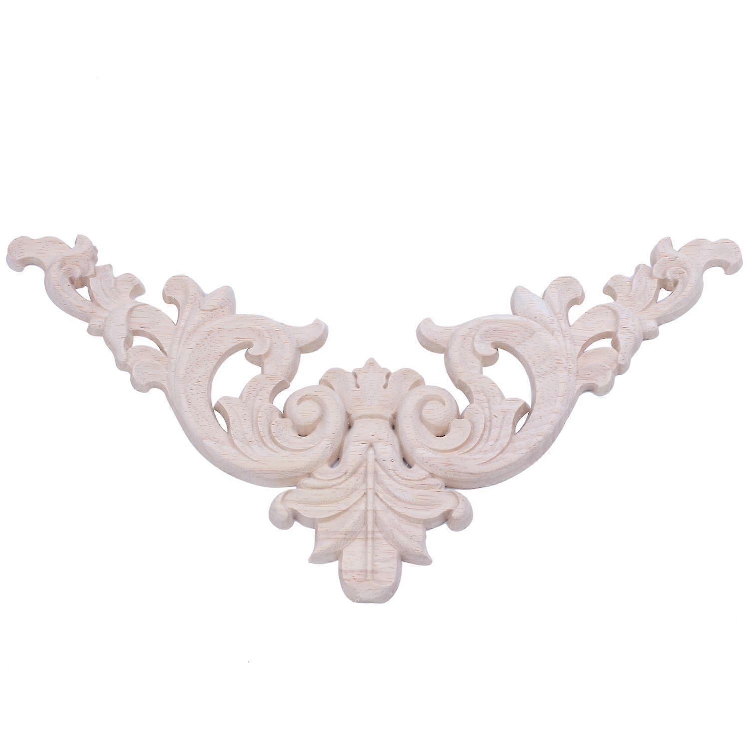 Rubber Wood Oak Carved Corner Onlay Applique Cabinet Unpainted