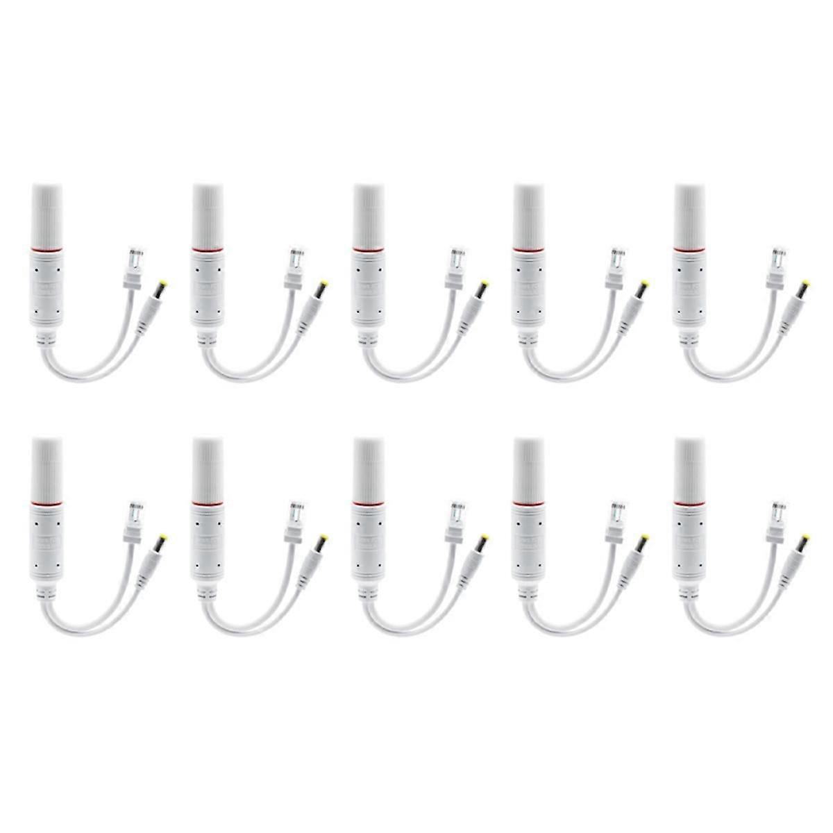 10Pc POE Spliter Waterprof with Video Balun+Power Adapter Cable Supply Module Injector 48 to 12V for IP Camera Extender