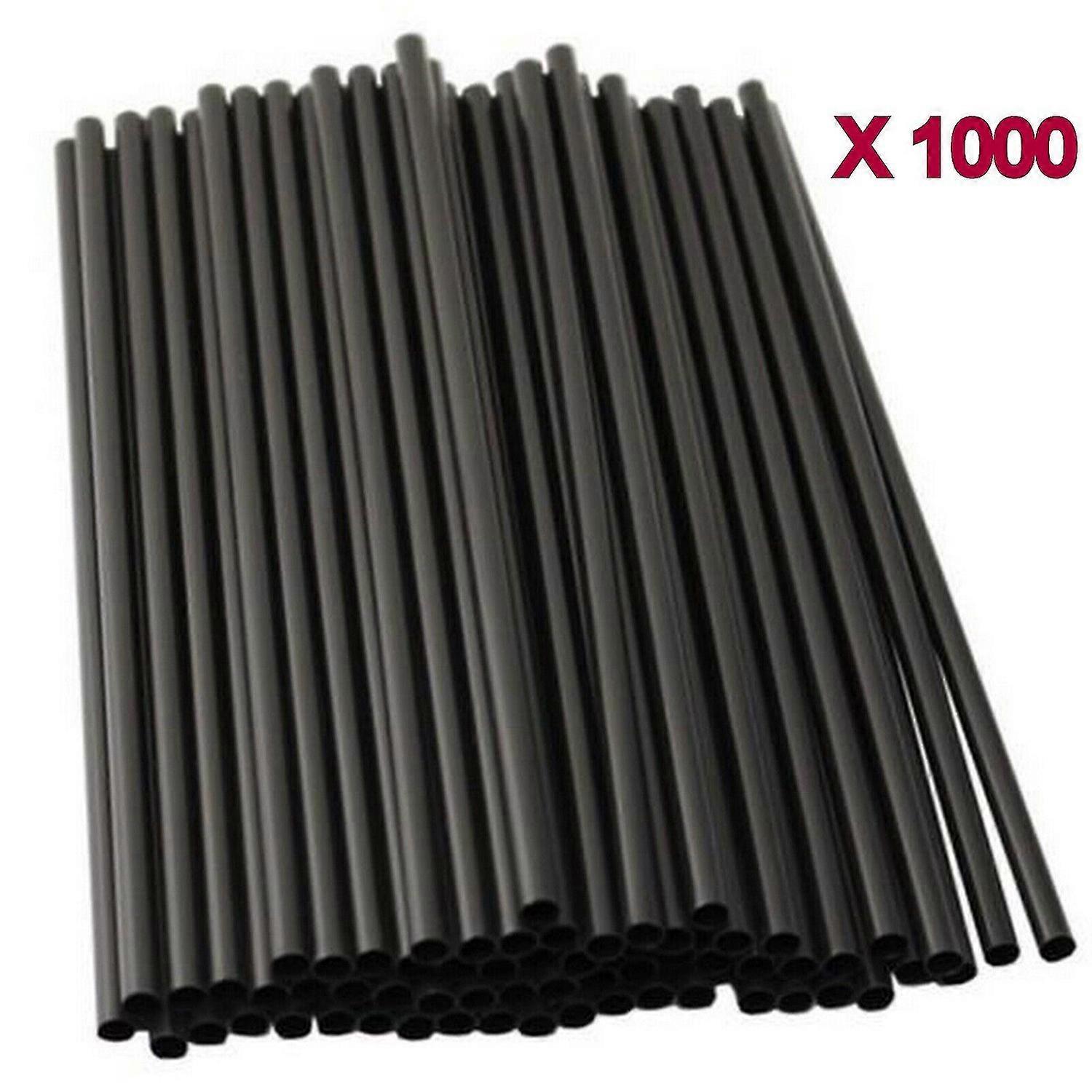 1000Pcs Black Drinking Straw Plastic Disposable Party Straws Straight Tableware