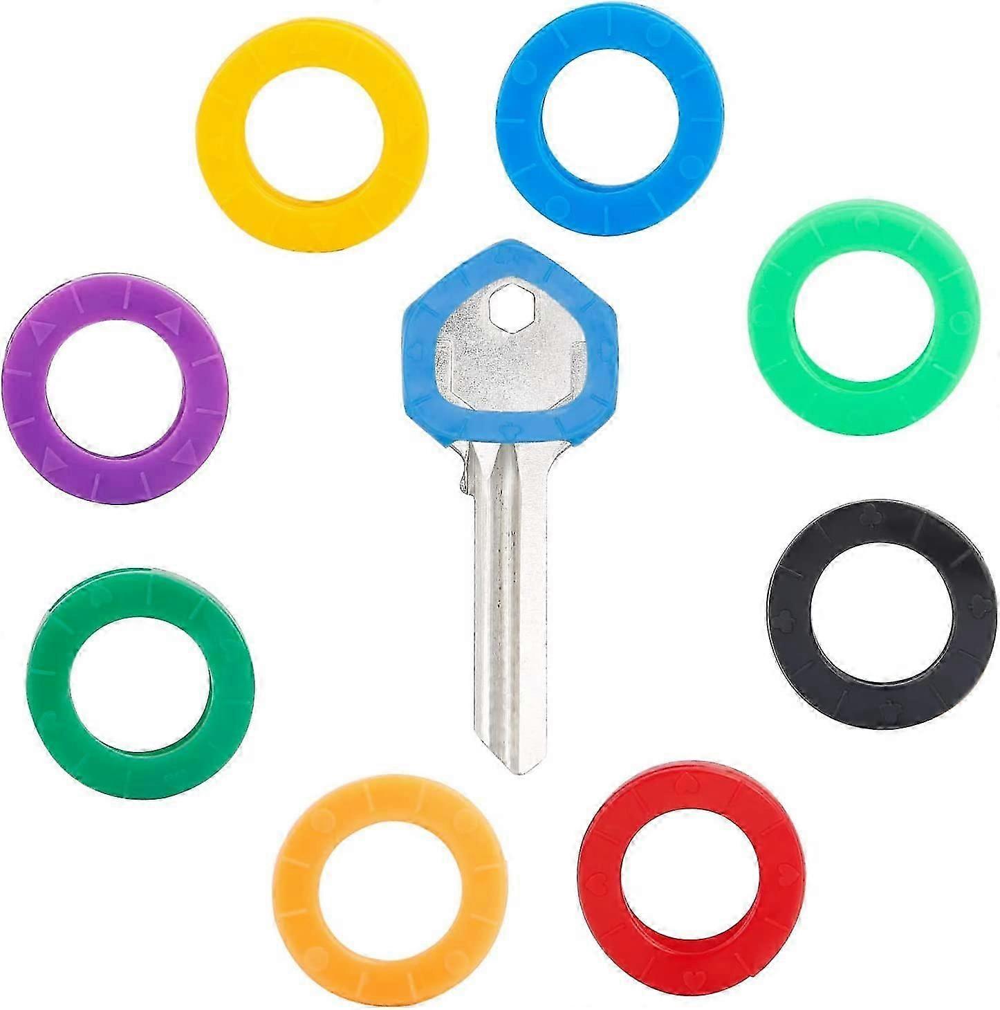 32 Pack 2.2cm 8 Color Plastic Round Key Covers for Standard Round House Keys (Not for Square/Odd Keys)
