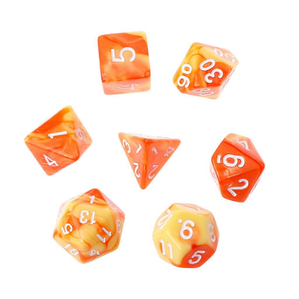 7 adet/takım Akrilik Çokyüzlü Zar TRPG Tahta Oyunu D4-D20 Turuncu