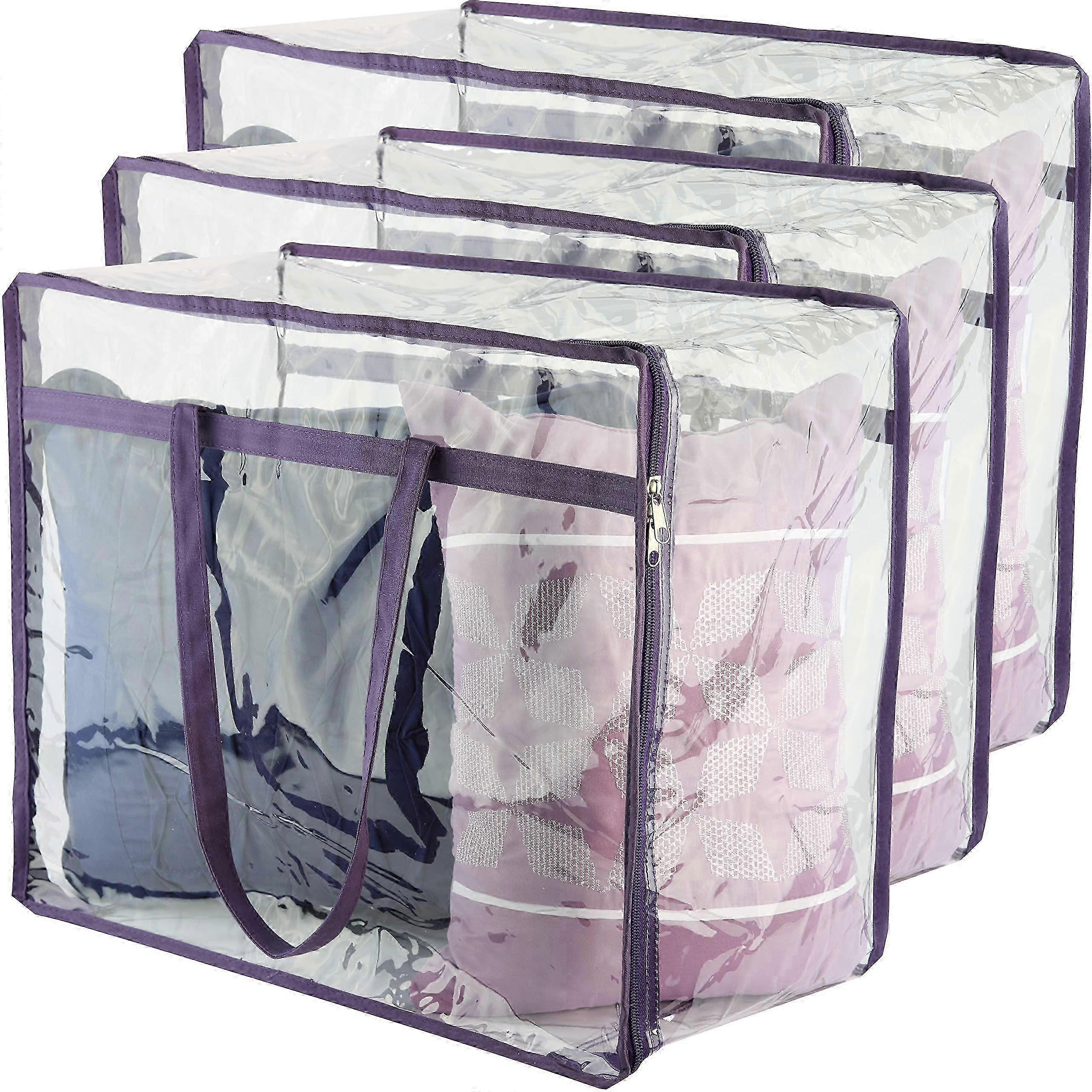 3-Pack Clear Zippered Sweater Storage Bags