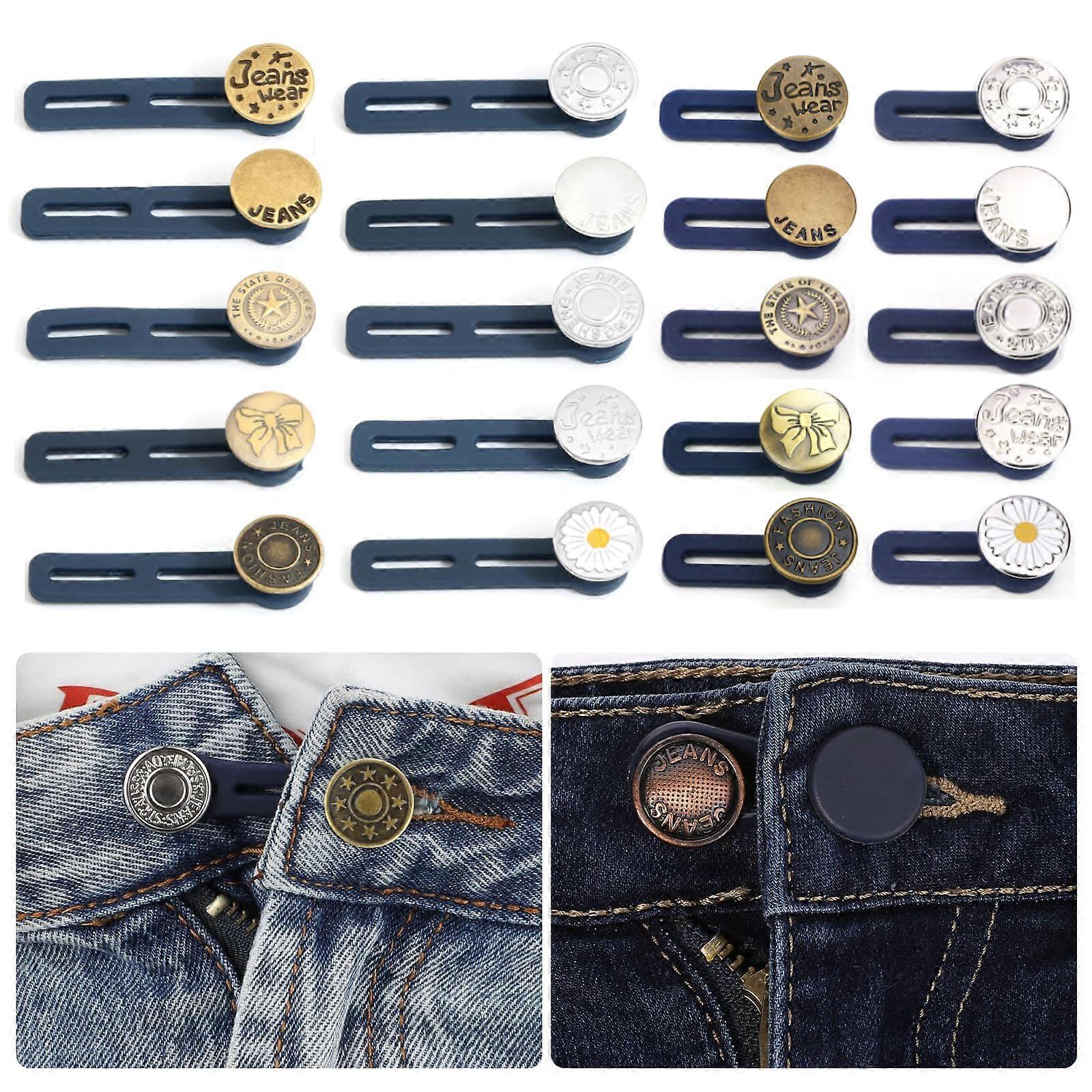 Trouser Waist Extender Buttons, Pack of 20, 10 Patterns, 2 Sizes, for Men Women