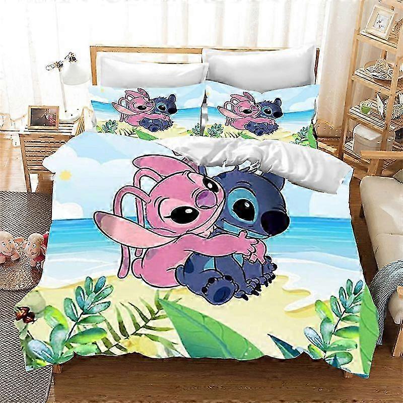 Children and Teenagers Bedding Quilt Cover Set with Stitching and Pillowcase - 3-Piece Bedding Gift