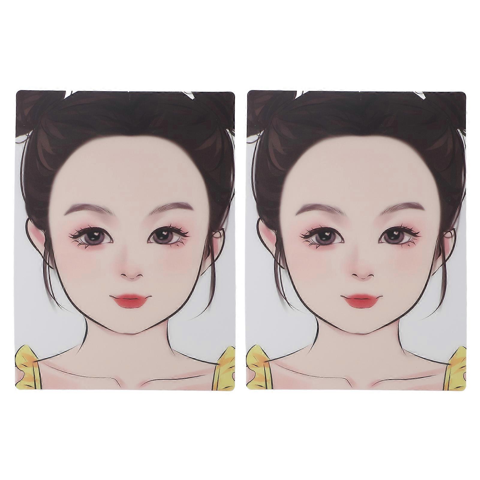 2pcs Kids Face Painting Exercise Board Reusable Face Painting Exercise Template Washable Makeup Stencil Face Painting Effect Display Board for Beginn